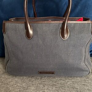 Dooney & Bourke Denim Tote with Brown Accents